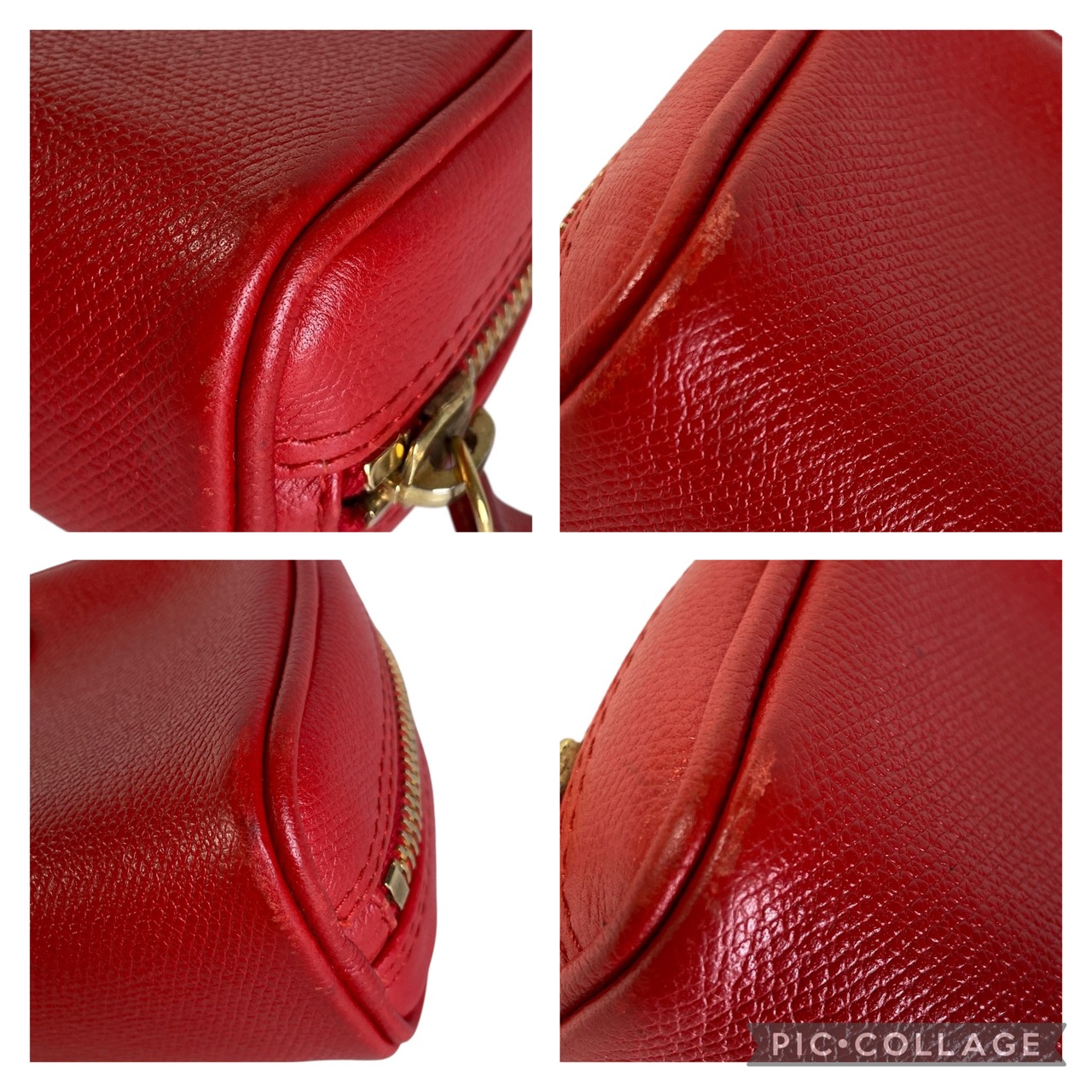 【最終処分SALE】CHANEL シャネル ココマーク  キャビアスキン ポーチ レッド A-6515