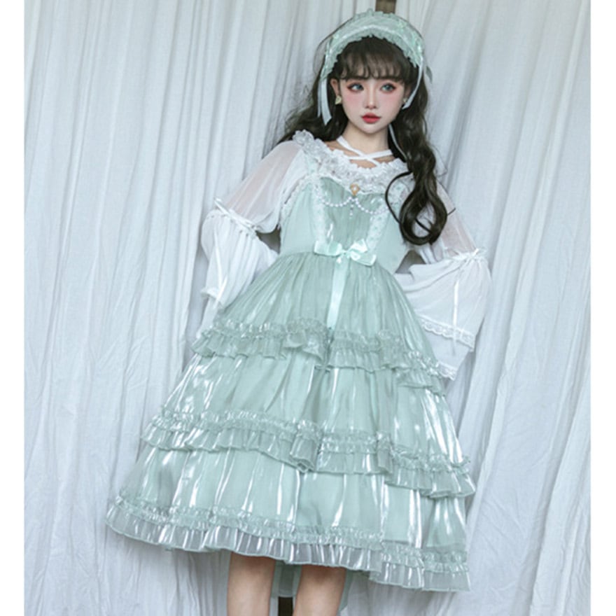 サブカル 服 地雷系 通販 ジャンパースカート ワンピース キャミワンピ バックリボン チュチュ クラロリ ノスタルジック