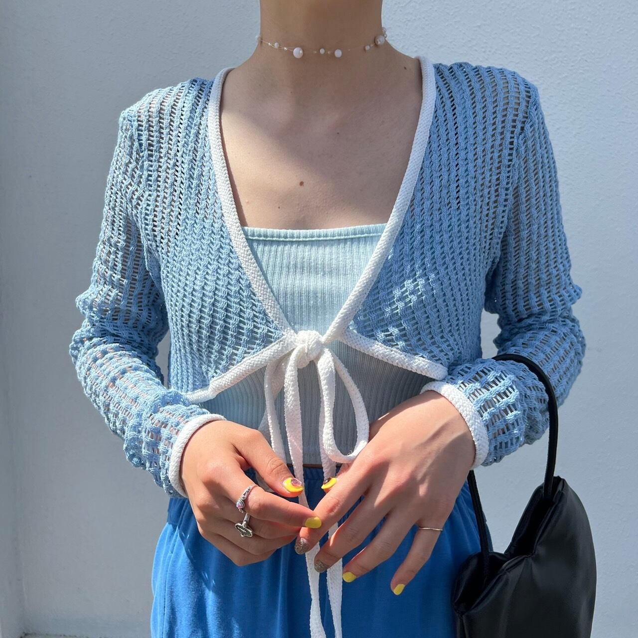 cropped knitting knit cardigan_LN01024