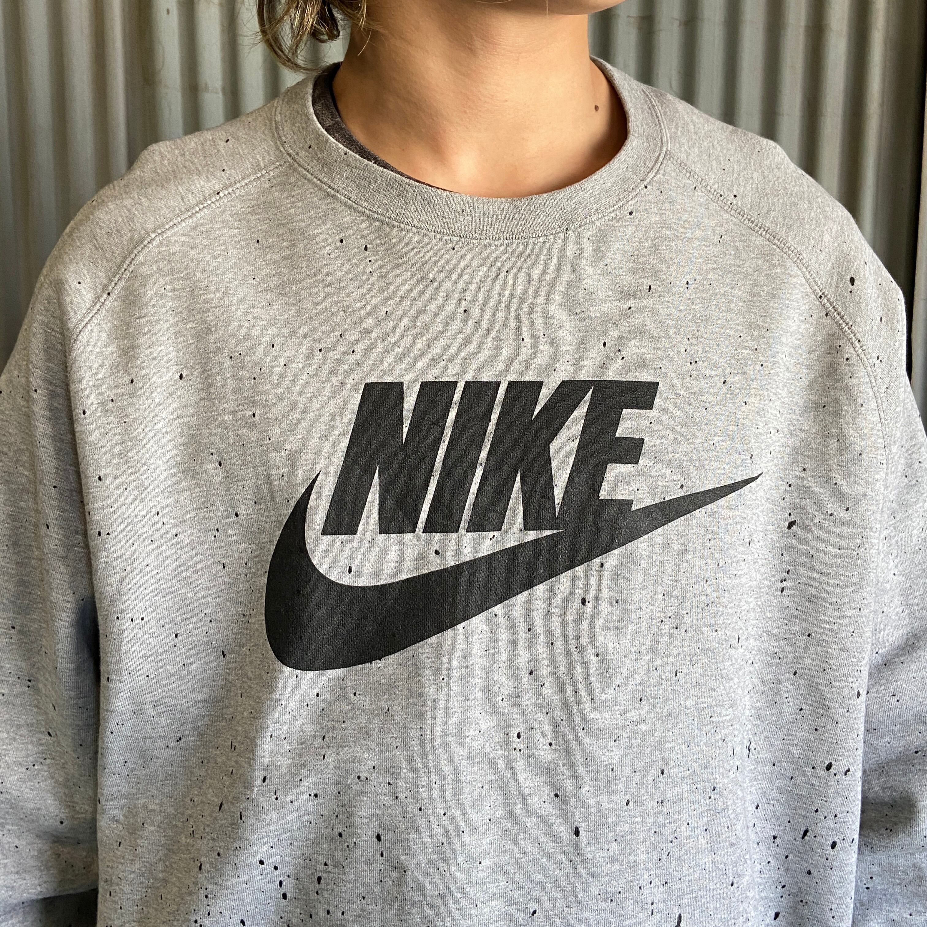 ビッグサイズ NIKE ナイキ ビッグロゴ プリント スウェットシャツ メンズ2XL 古着 ペイント スウォッシュ グレー【スウェット】【SW20】  | cave 古着屋【公式】古着通販サイト