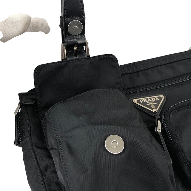 PRADA プラダ ショルダーバッグ ブラック トライアングルロゴ ナイロン スリングバッグ vintage ヴィンテージ オールド 883pem