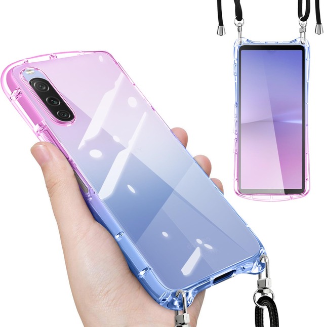 aiitiluo Xperia 10 V 用 ケース ショルダー クリア SO-52D SOG11 エクスペリア 10V カバー ブルーピンク