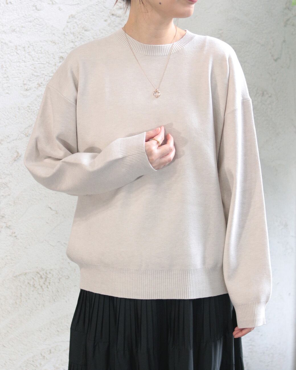 hunch】静電気防止 やわもちヤーン オーバークルーネック (250961