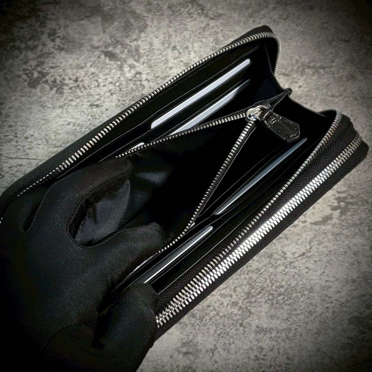 【実物撮影】 新品 クロコダイル 黒 ブラック ダブルファスナー 長財布 メンズ クロコダイル 長財布 大容量 ダブルファスナー 財布 一枚革 ブラック