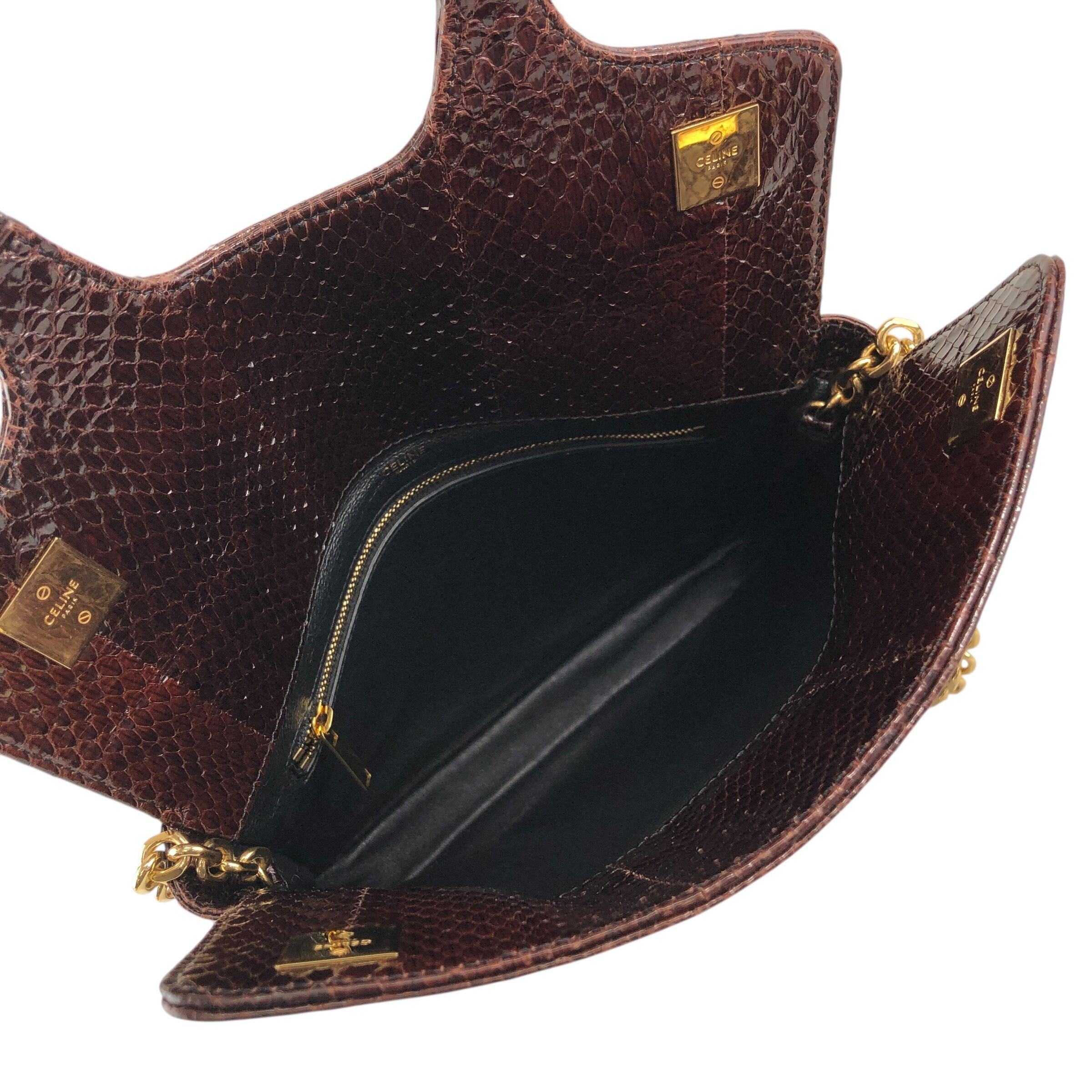 CELINE セリーヌ ハンドバッグ ブラウン レザー パイソン型押し