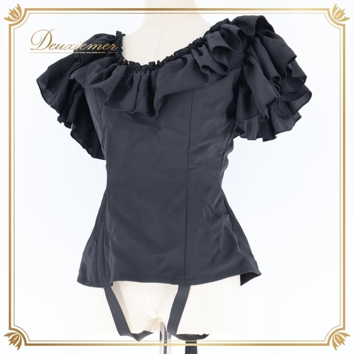 【フラメンコ衣装】ブラック トップス ブラウス 黒 赤 長袖 ドット フリル フラメンコ衣装】ブラック トップス ブラウス 黒 赤 長袖 ドット