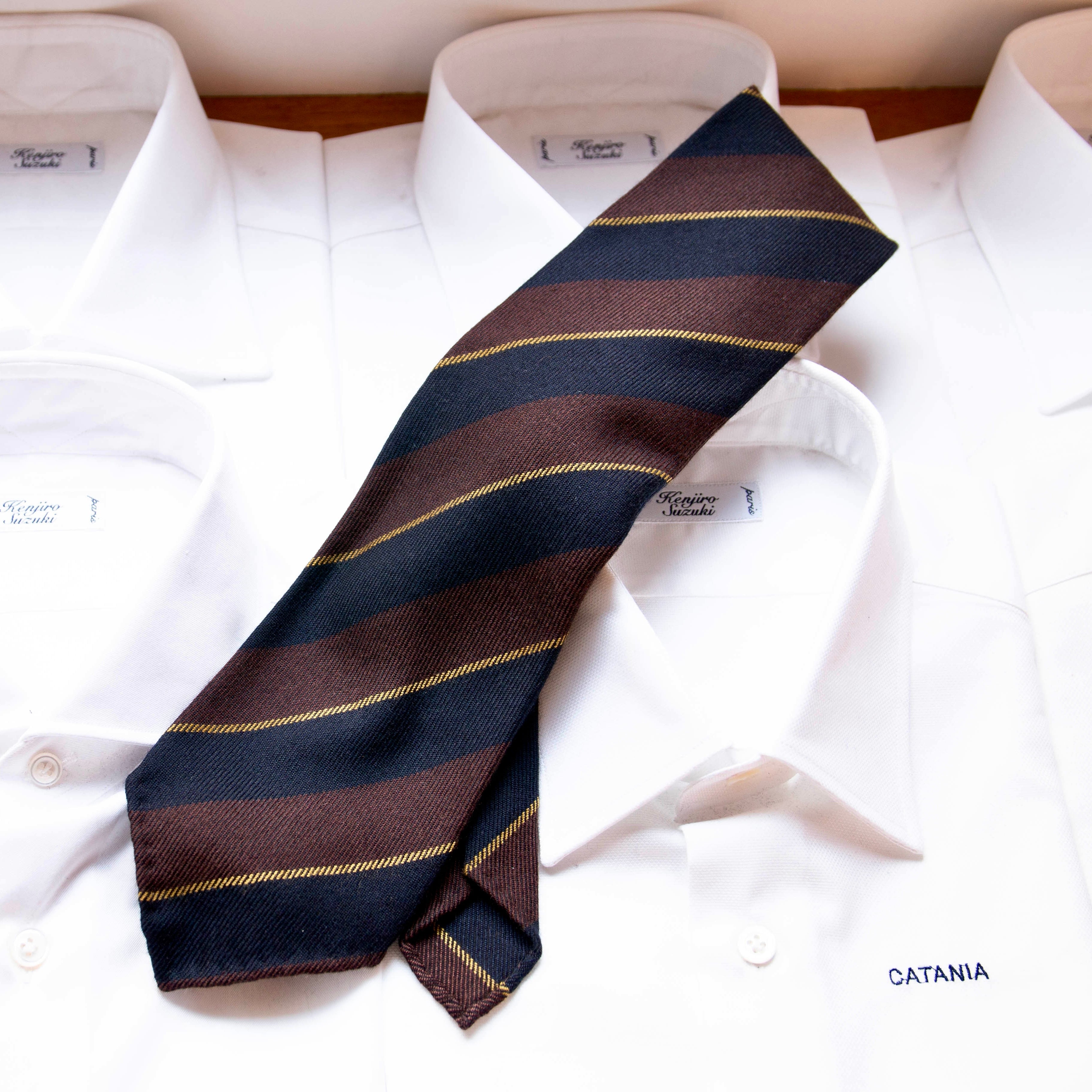 Pure Cashmere Regimental tie brown 5532-20