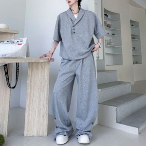 【Men】RELAXED FAUX LAYERED COLLAR SHORT SLEEVE SETUP S-2303