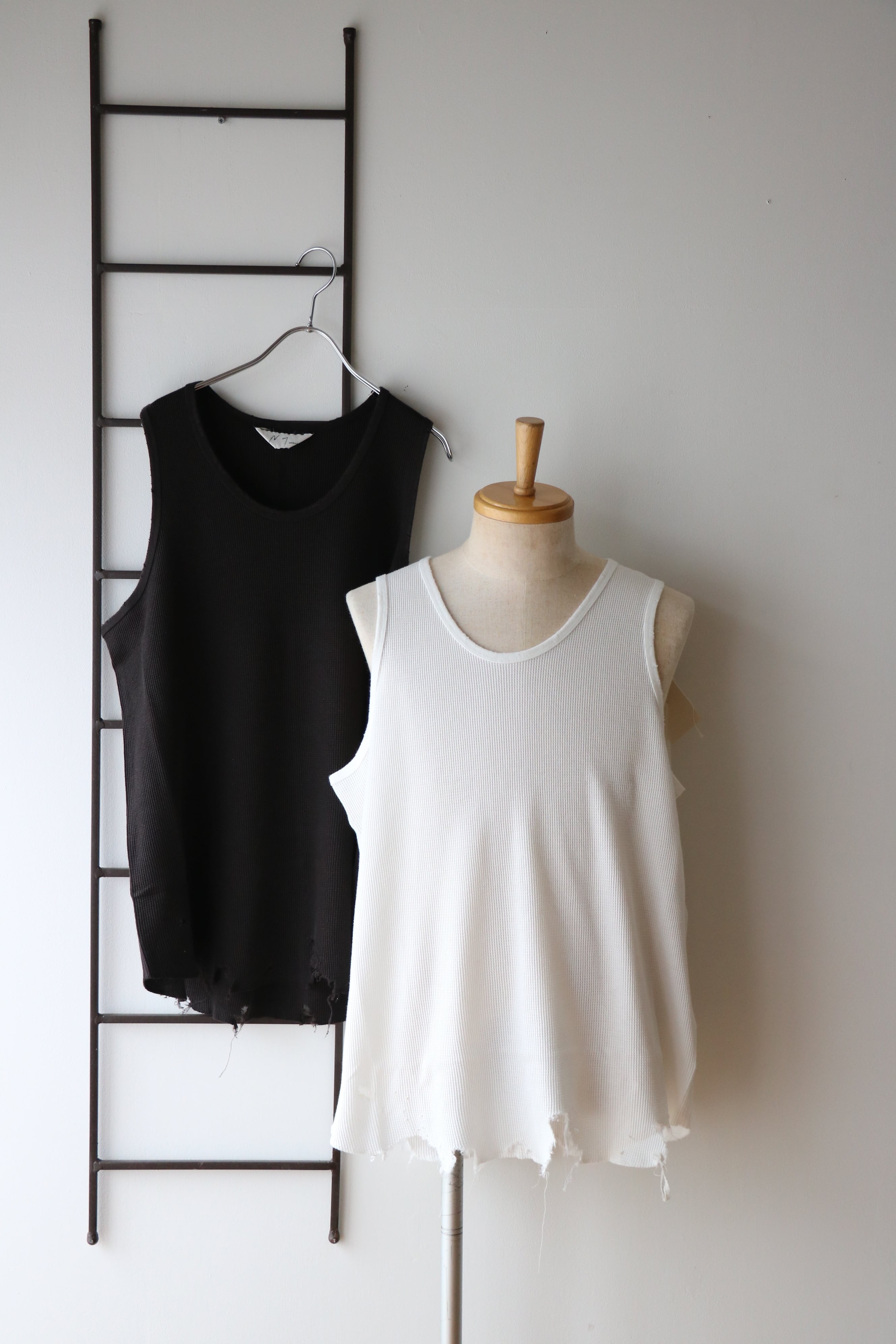 Ancellm - DAMAGE WAFFLE TANK TOP- / ANC-STD-CT04 / アンセルム
