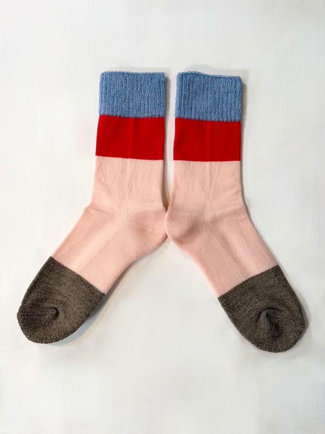 yahae・Organic Cotton Rubber Free Plain Socks・Rose Red　4-1000-22