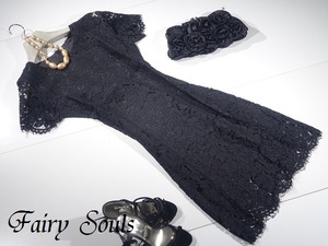 ☆11号(L)☆シックなAライン総レースのワンピース(OPN5434)