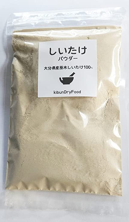 粉末乾燥椎茸　kibun　food　100ｇ900円　By　Produced　大分県産原木栽培　dry　カフェキブン