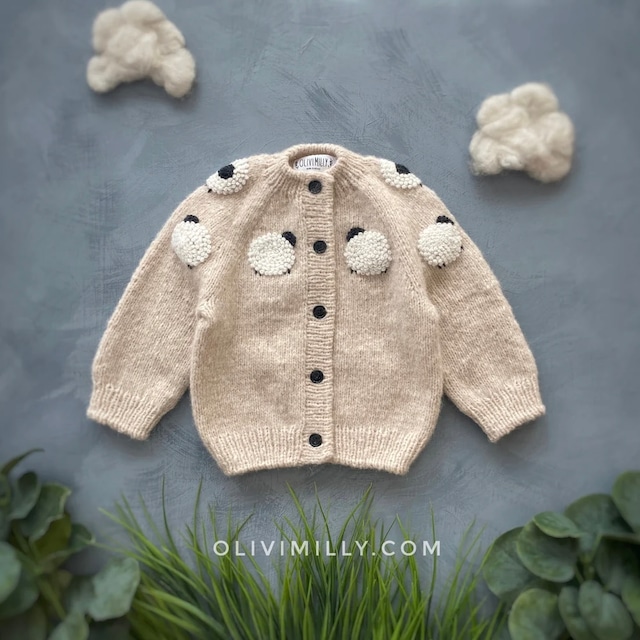 送料無料 OliviMilly/Sheep cardigan-wheat