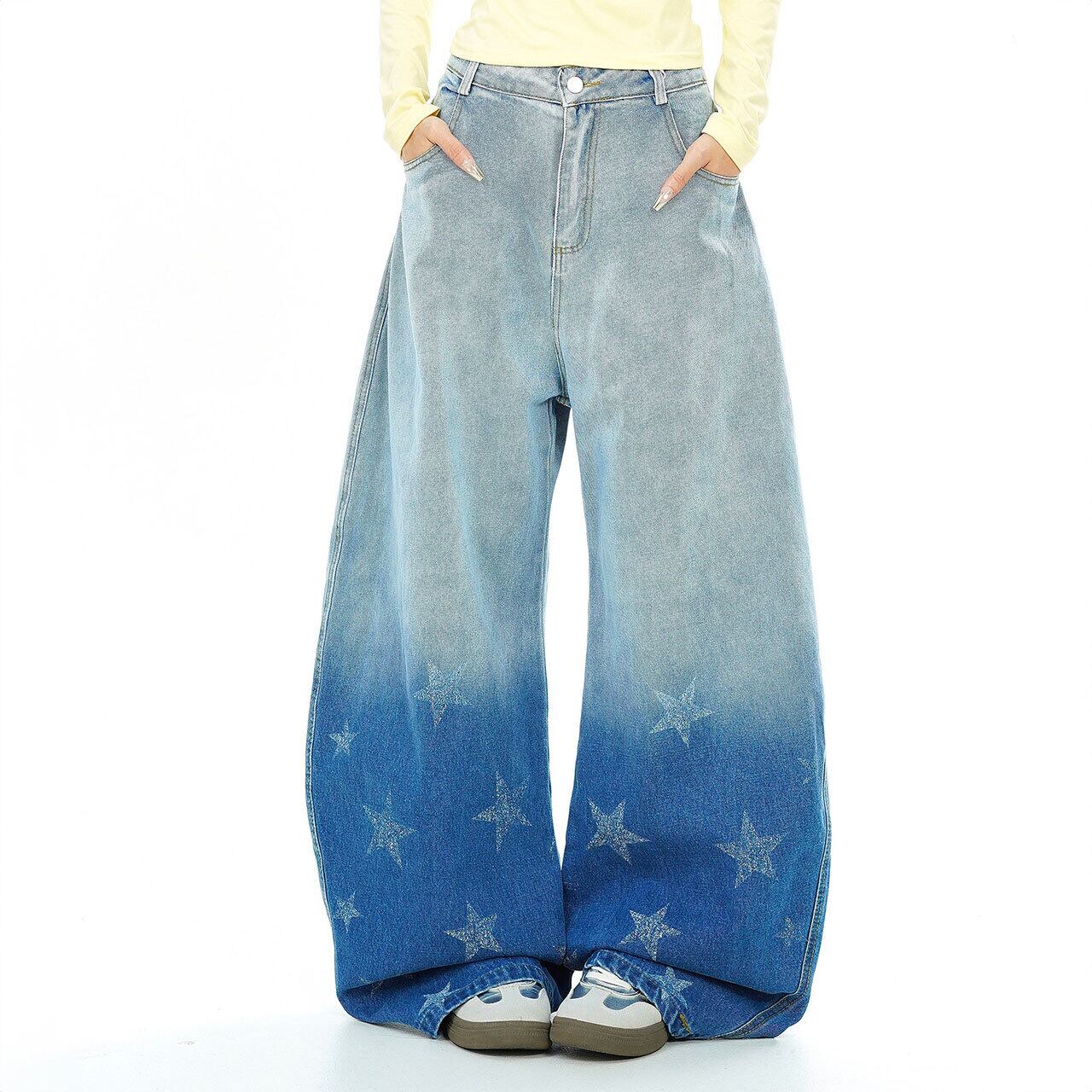 スターグラデーションワイドデニムパンツ 2col R02626