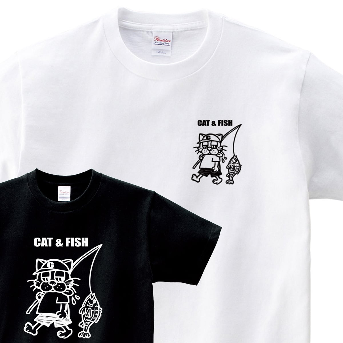 選べるデザイン アウトドア 釣りネコ Tシャツ sp10 釣り ブラックバス シーバス ヒラメ アオリイカ イシダイ ロウニンアジ