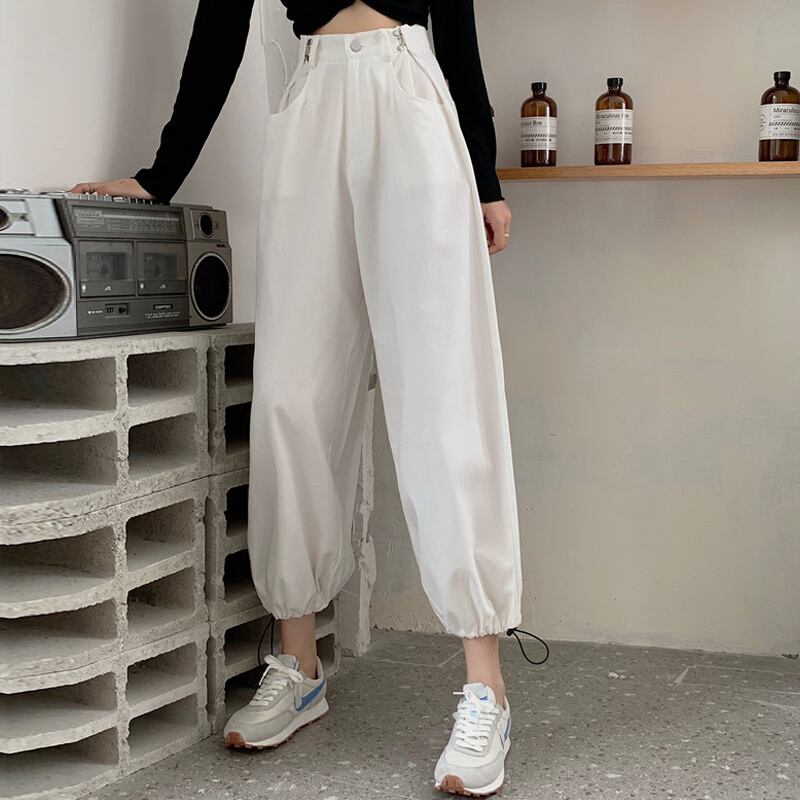 ホワイトカジュアルパンツ スプリングオータムハイウェスト 春物 秋物 試着室37732265698