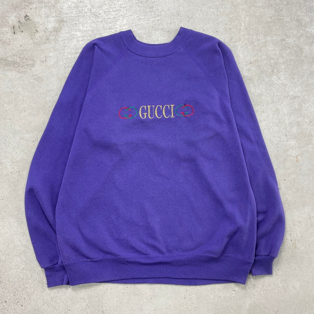 BOOTLEG 90年代 GUCCI グッチ ロゴ刺繍 スウェットシャツ メンズL 古着 