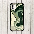 受注生産 iPhoneケース 深緑の流線マーブル｜紙マーブリング MARB039B