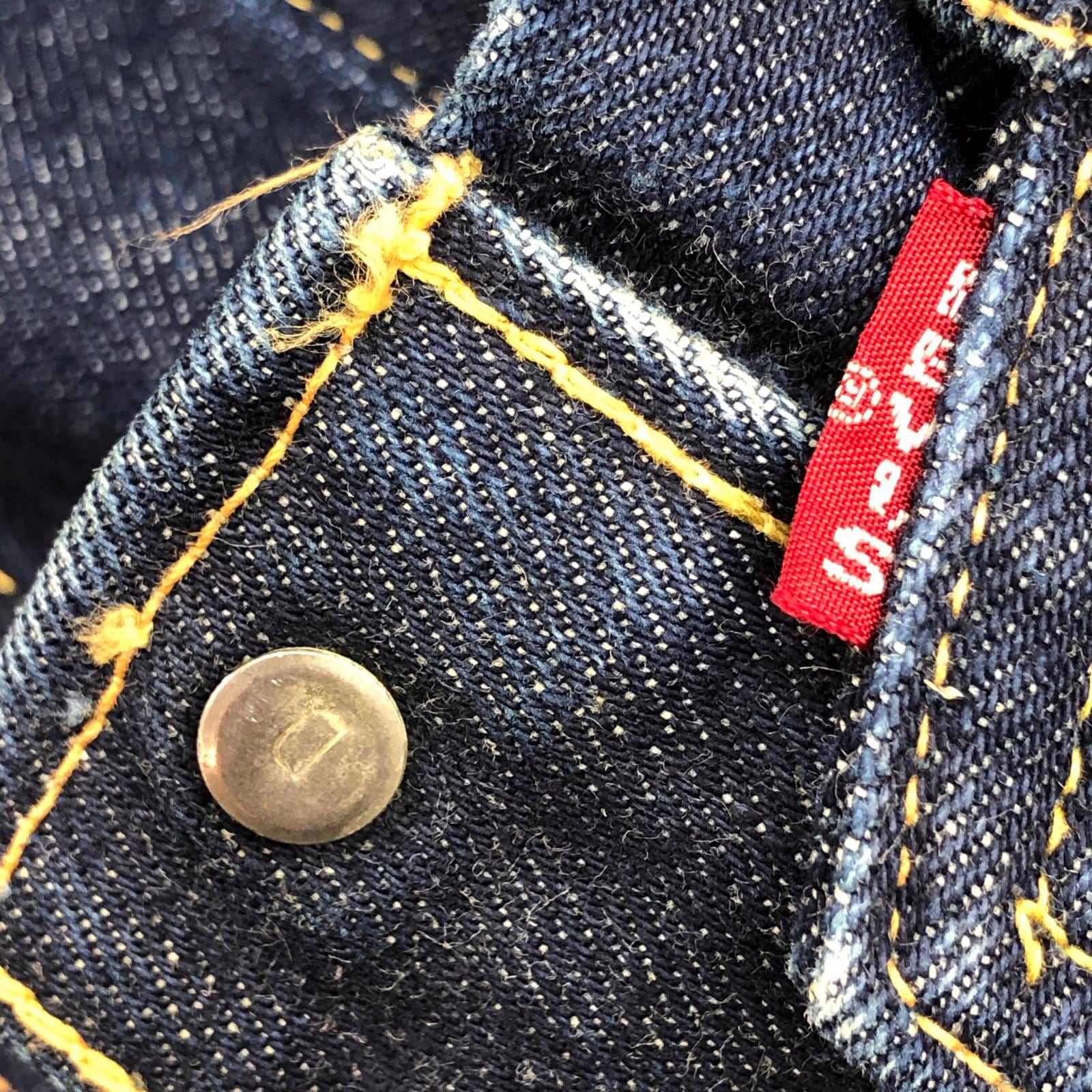 【希少】 リーバイス BIGE イエローステッチ多数‼️ Levi's | リーバイス デニム 557 BIG E 均等V オレンジ、イエロー