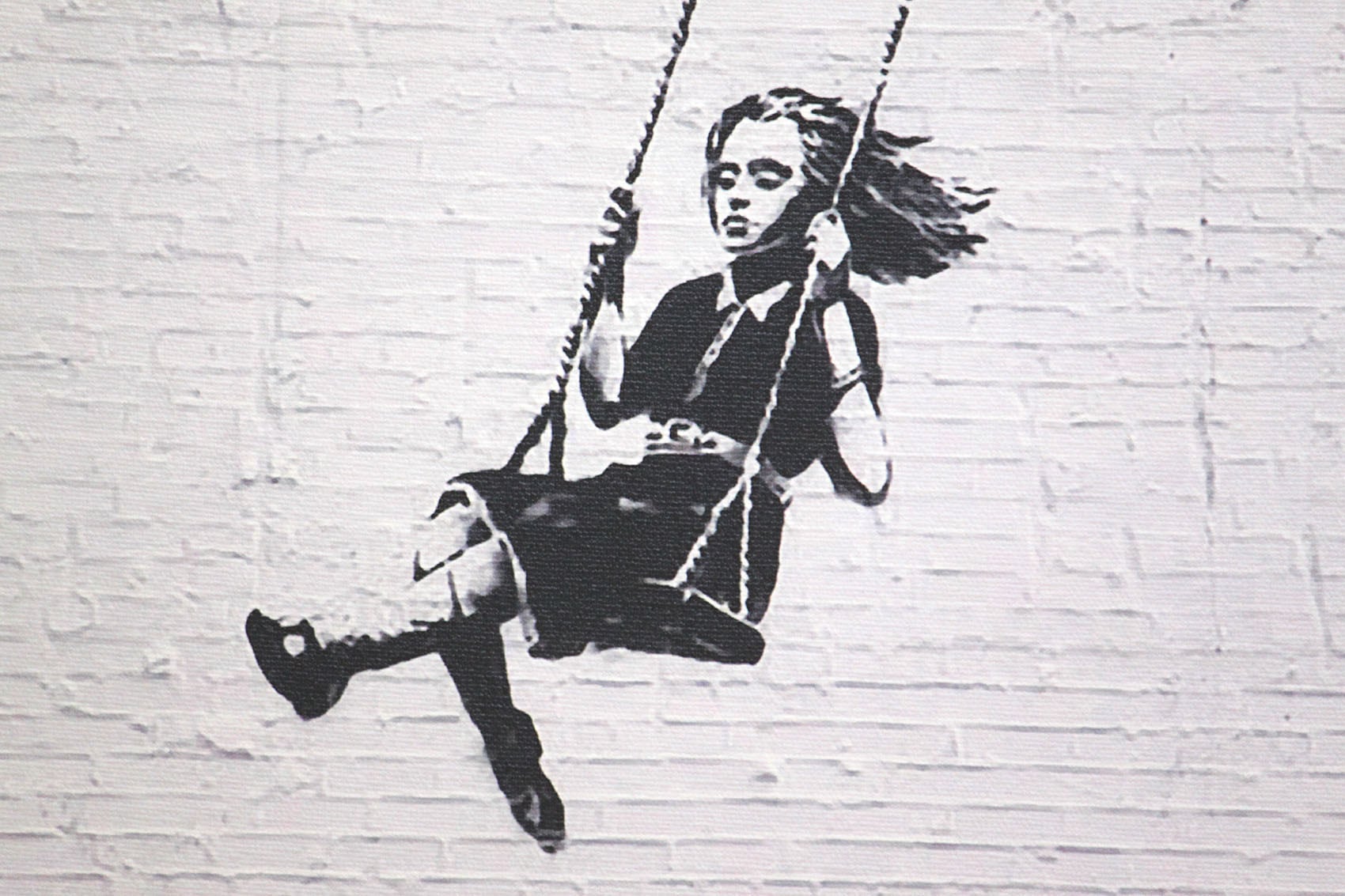 バンクシー「パーキング/Parking」展示用フック付きキャンバスジークレ