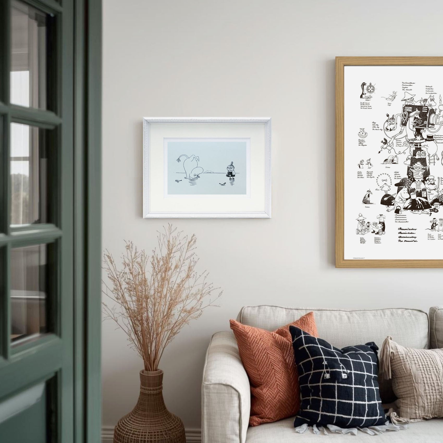 ムーミン 北欧 Postery「氷上のムーミンとリトルミイ」送料無料 フレーム 展示用フック付アートポスター 絵画 インテリア アート