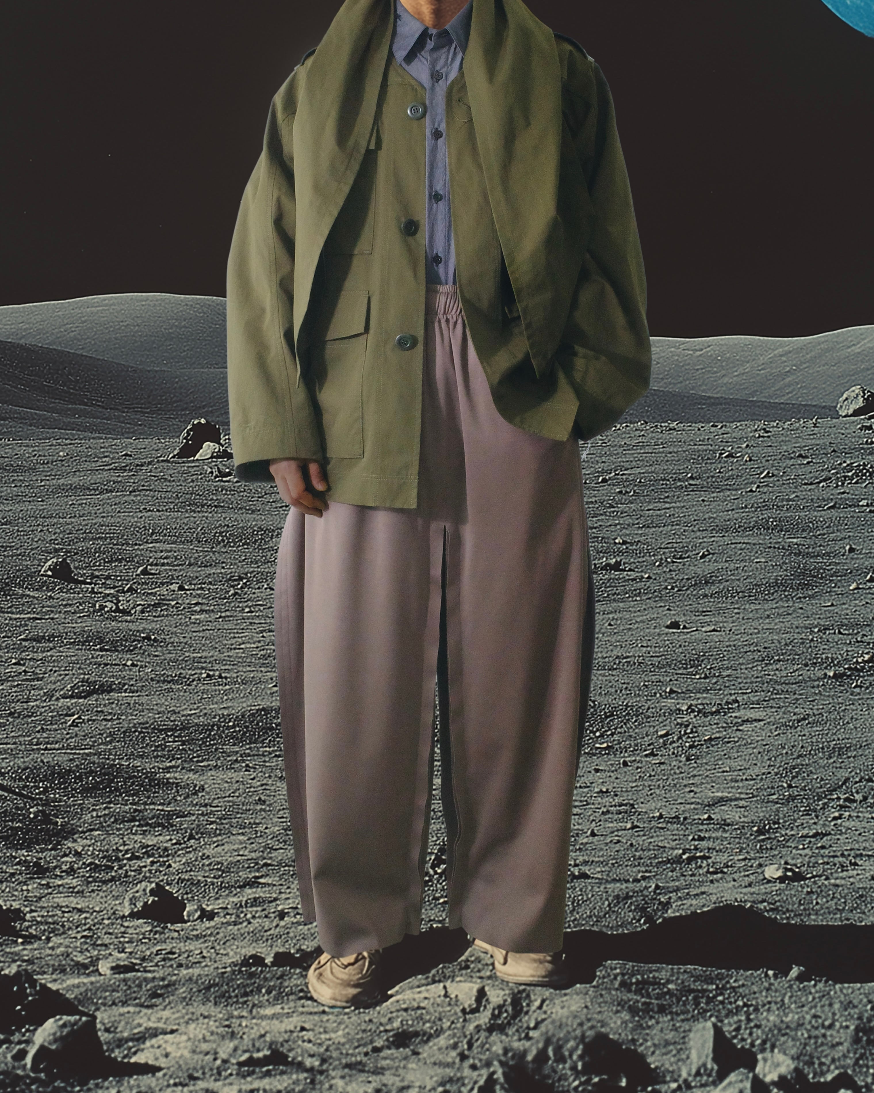 i'm here - “SLIT” Pants ：Brown｜スーピマリブ／カットオフ／南京玉