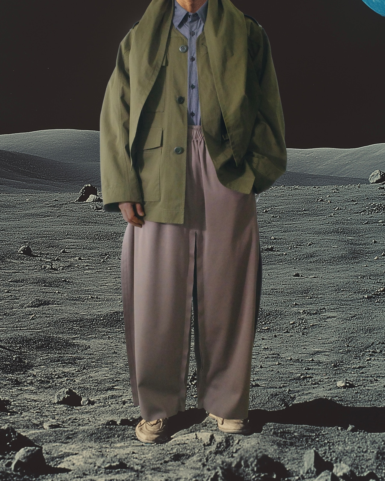 i’m here - “SLIT” Pants ：Brown｜スーピマリブ／カットオフ／南京玉縁