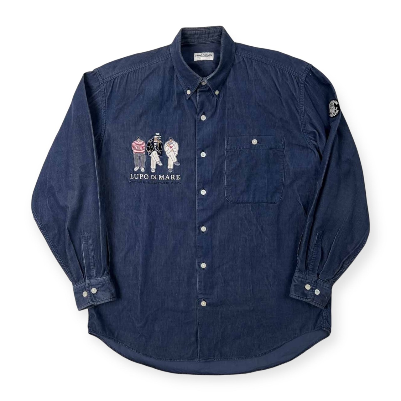 SINACOVA シナコバ 刺繍入り ピケ 長袖シャツ サイズ M /ネイビー/ポケット付き