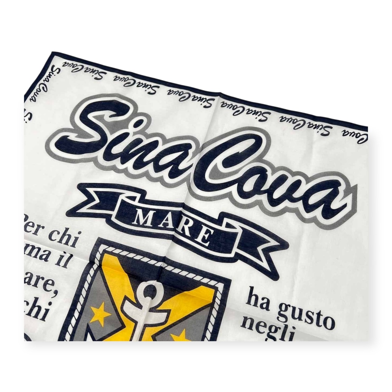 未使用品 SINACOVA シナコバ バンダナ ハンカチ  /ノベルティ/ホワイト×ネイビー