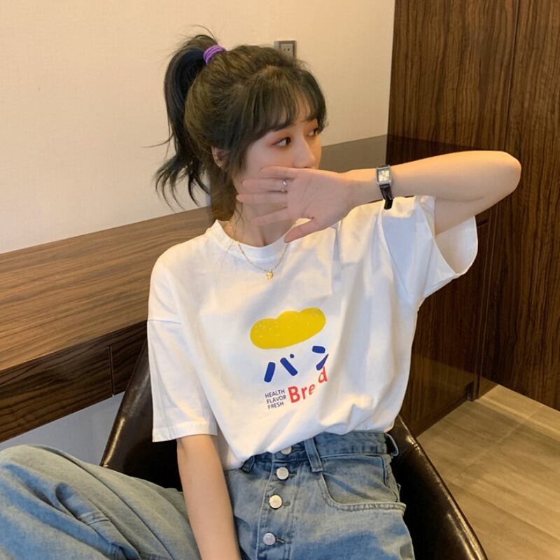 半袖の女性の2020年夏の新しい女性のルーズネットの赤いTシャツインスーパーファイヤーese印刷学生カジュアルトップ 1号婦人53379553955