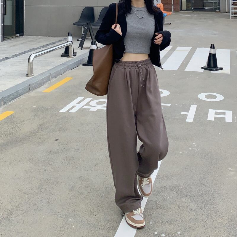 21年レディースファッション福袋特集 冬新品欧米系 ウールハイウエストストレート ワイドレッグパンツ ワイルドウォームルーズ カジュアルパンツ代30代40代 その他トップス サイズ M Iceenergy Nl