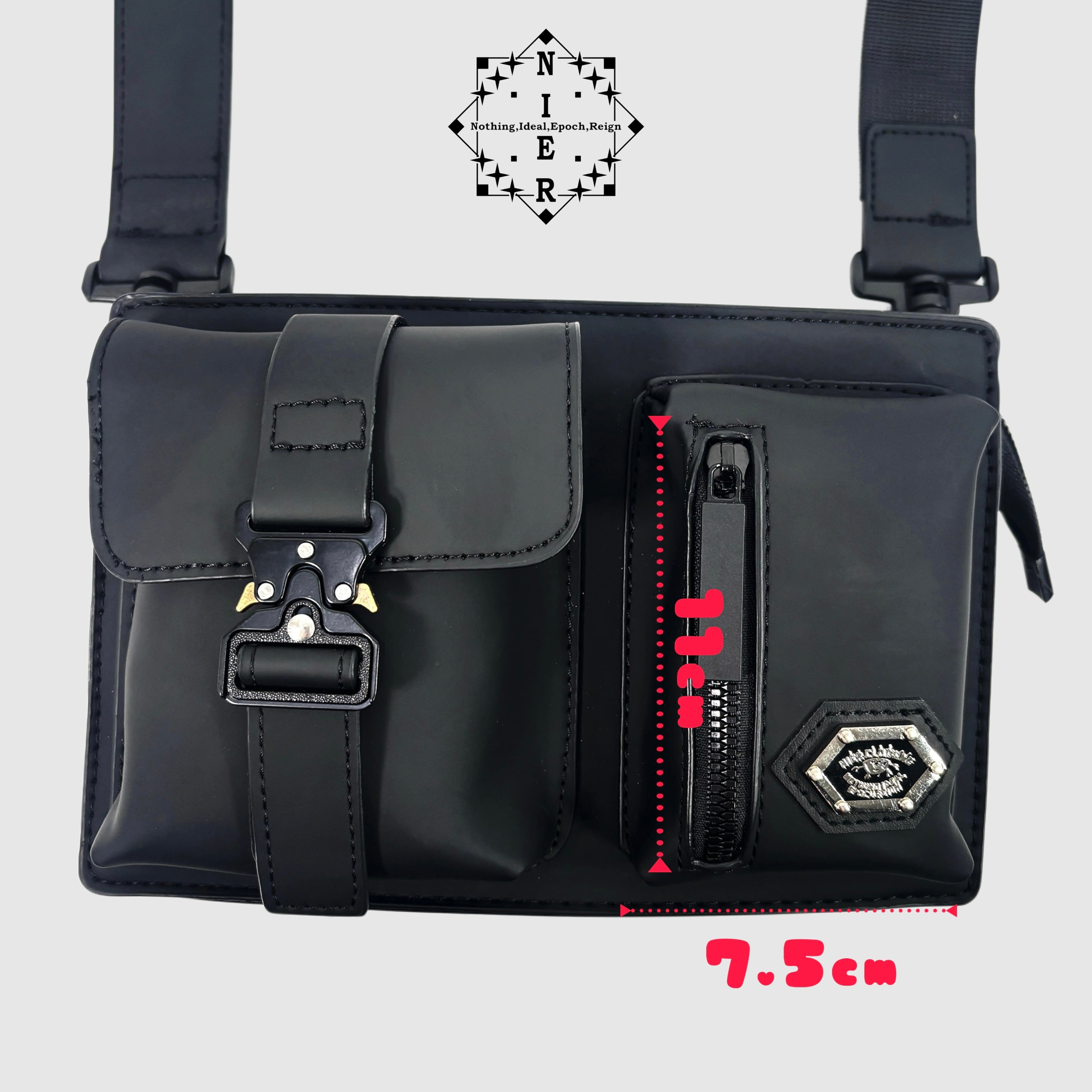✷新作争奪✷PRESENT SALE》PU MULTI POCKET SHOULDER BAG【BLACK