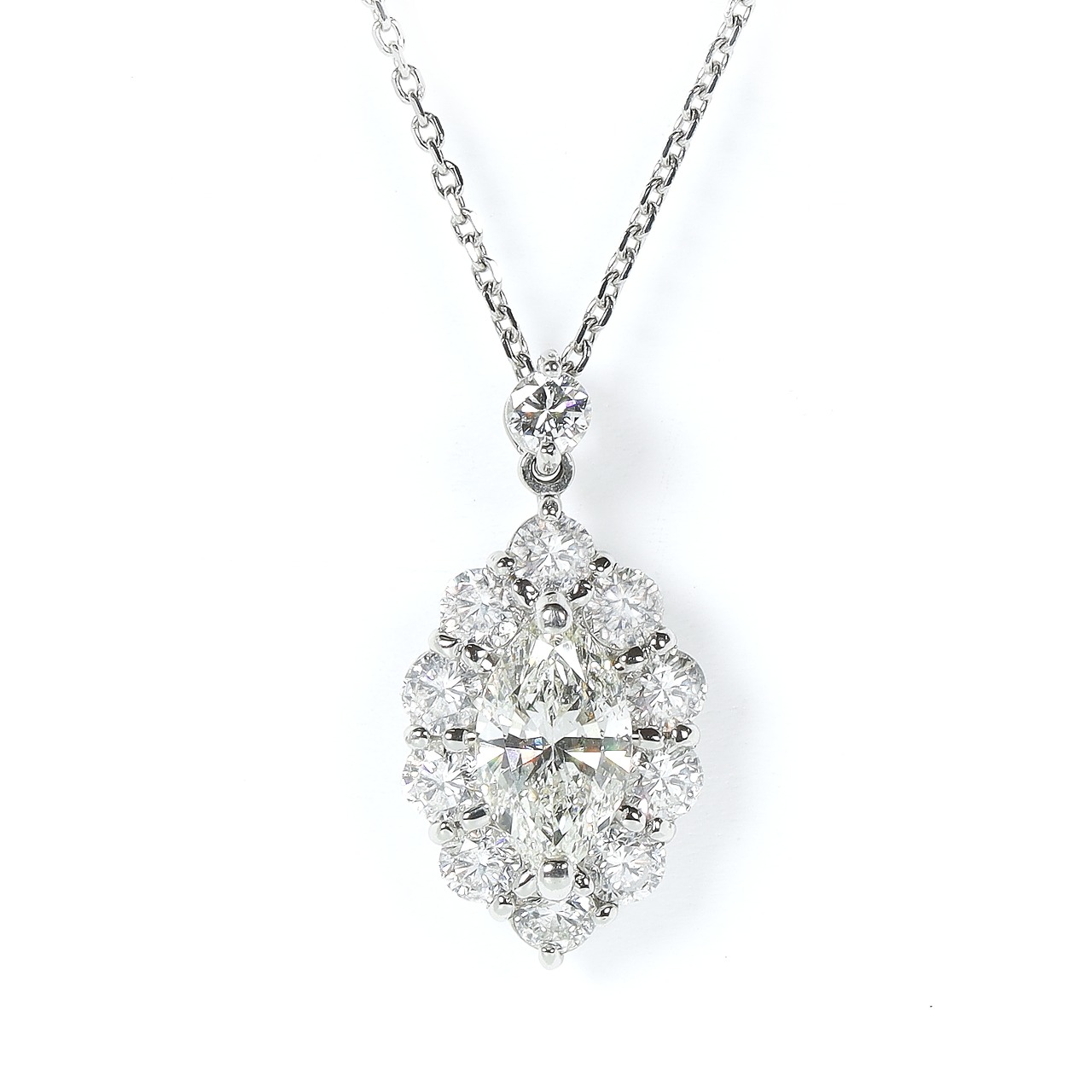マーキスカット ダイヤモンド ネックレス SI2 Pt / 1.003ct / 0.900ct