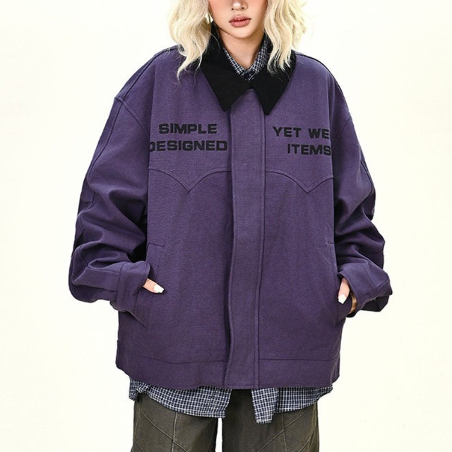 corduroy color lettering jacket　コーデュロイカラーレタリングジャケット　J1673