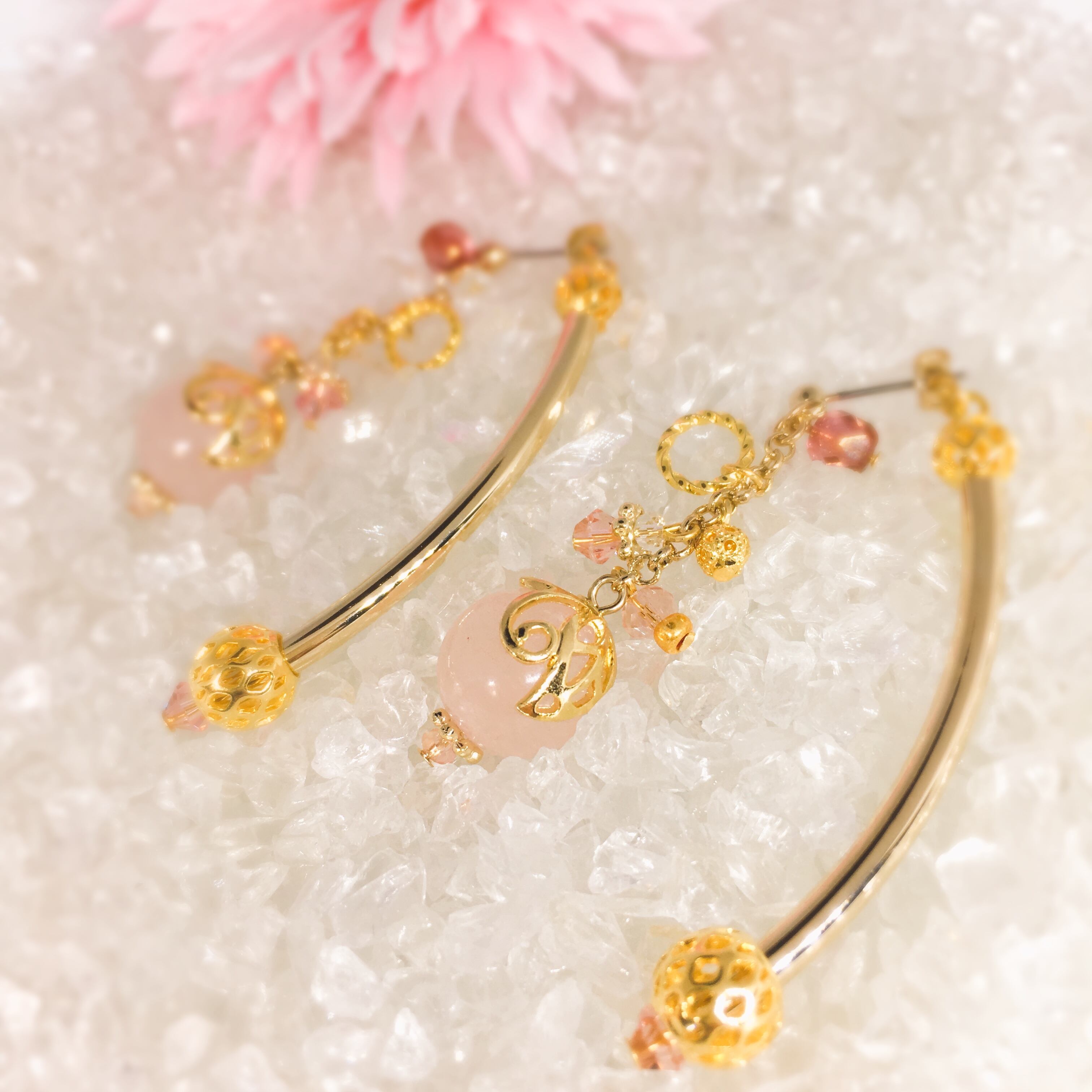 奏〜ローズクォーツ〜|ミナヒカルーおしゃれな天然石×ハンドメイドアクセサリー
