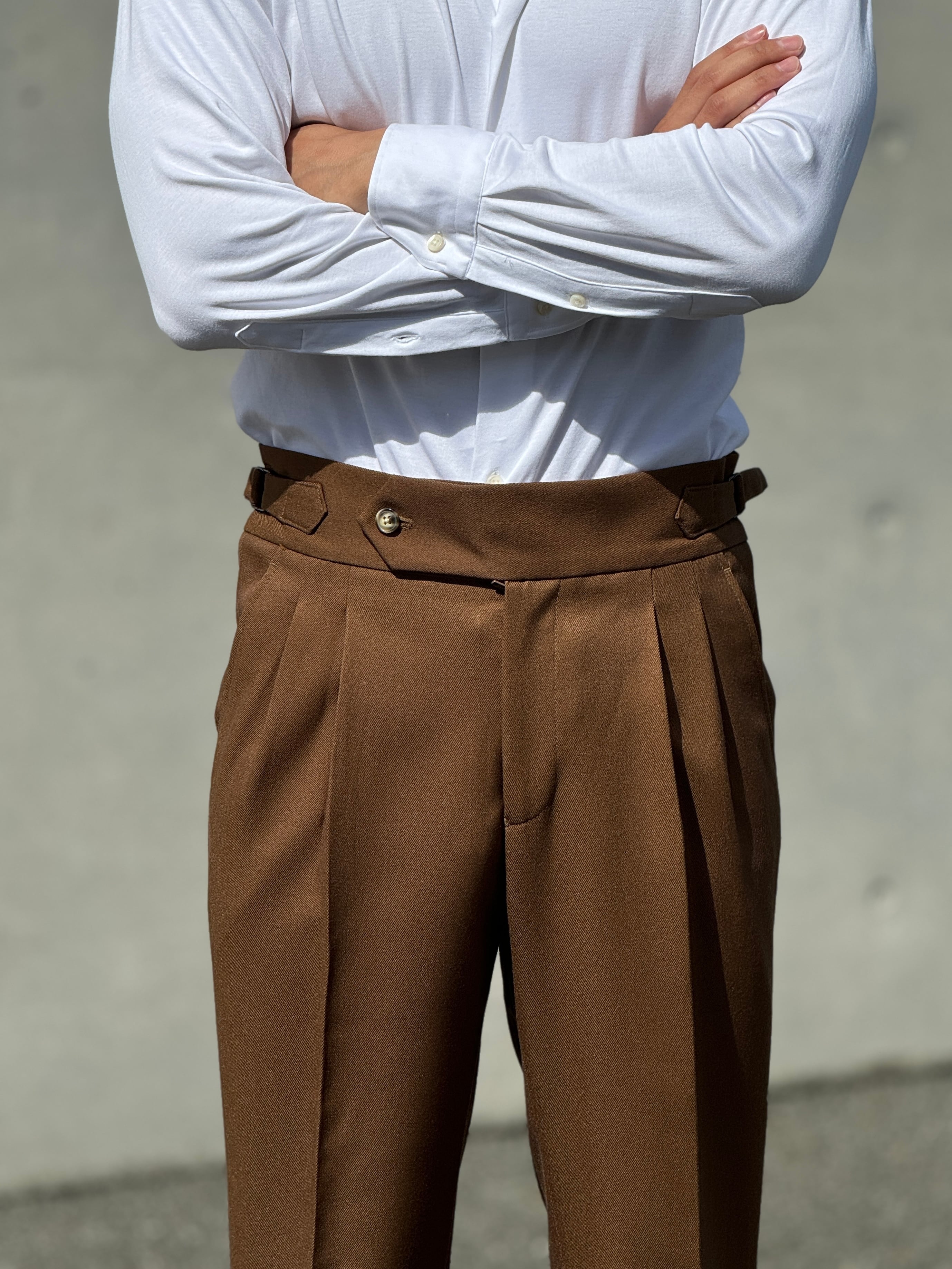 ハイウエストベルトレススラックス【秋冬用】 | Wide Range