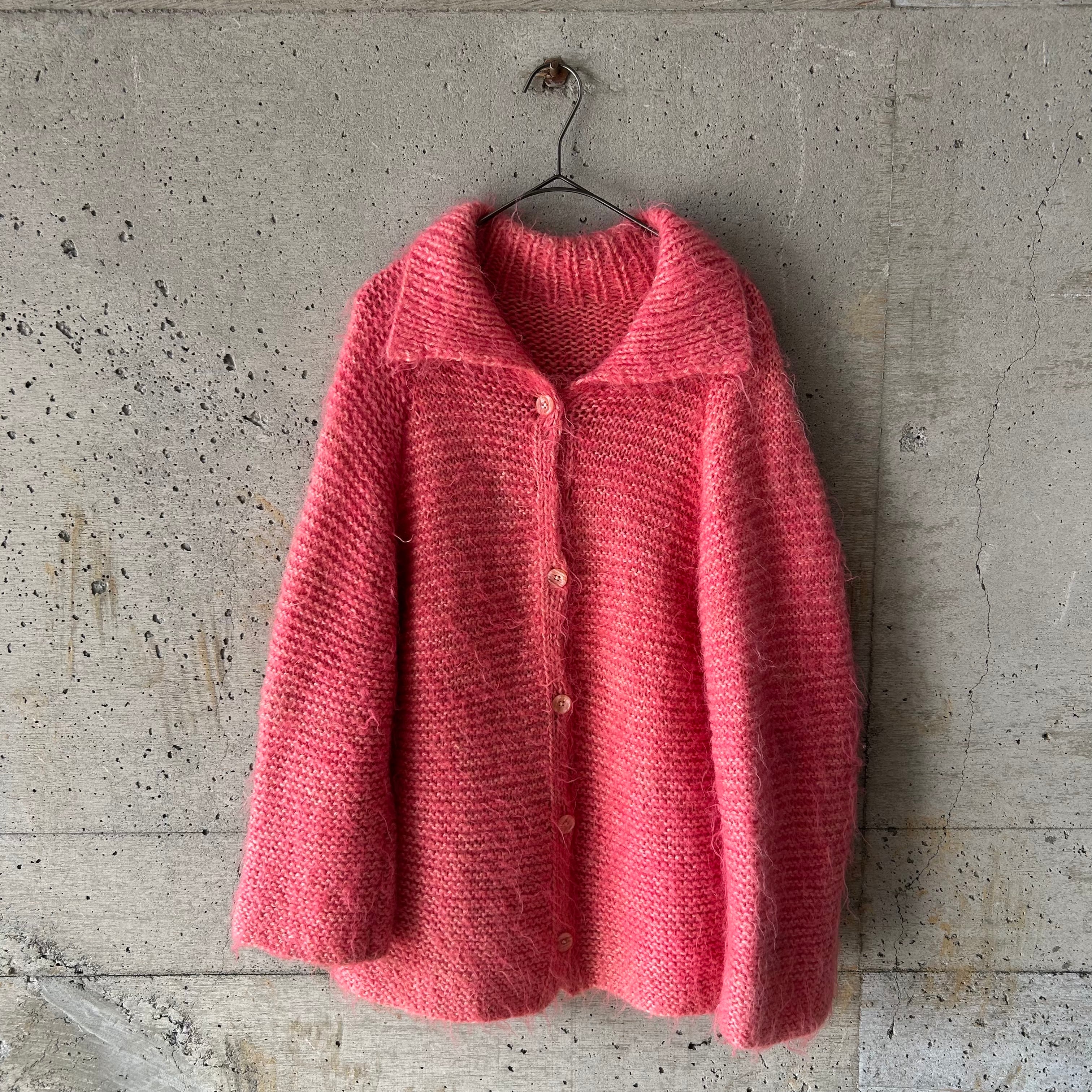 pink mohair cardigan