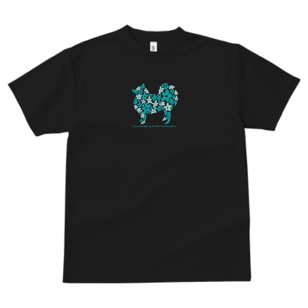 スピッツ　Tシャツ⑦ お花でかたどった日本スピッツのシルエットTシャツ（レディース