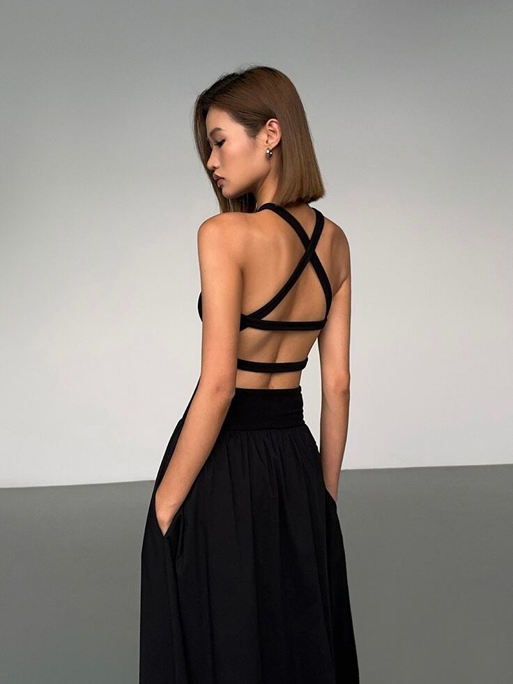 クロスバックマキシドレス