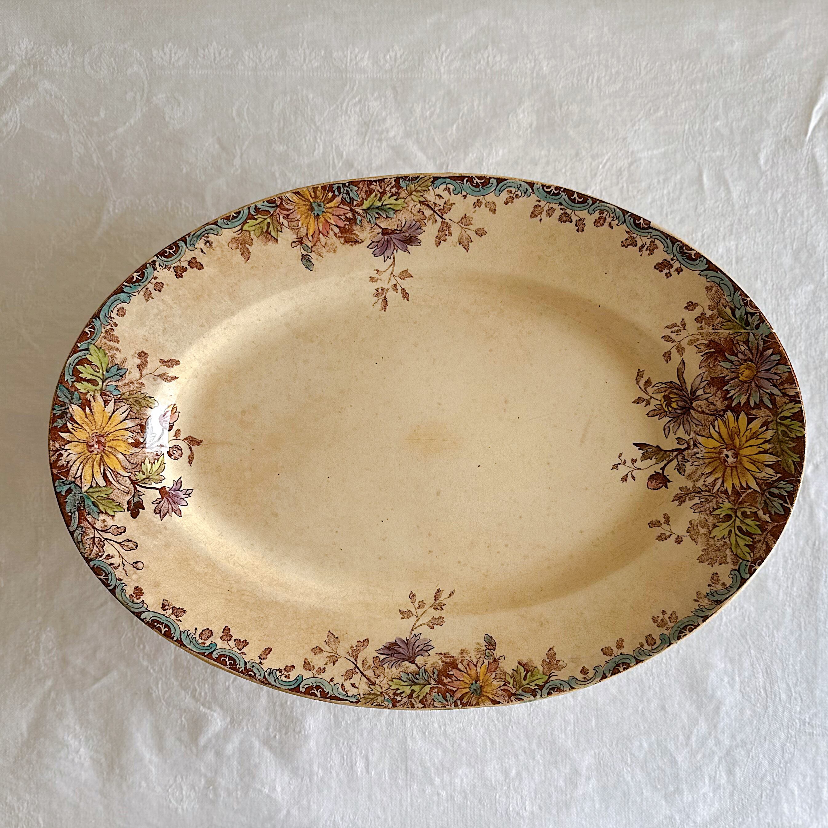 Gien ジアン オーバルプレート Fleurs d'Automne（フランス） | ぽわに
