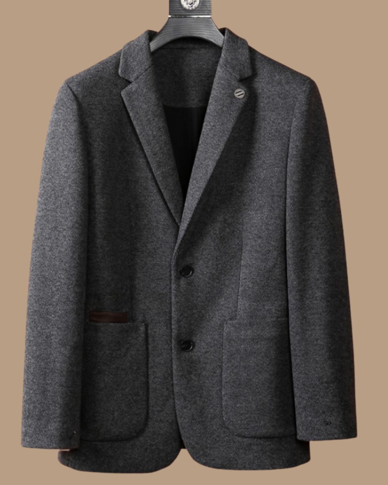 【洒脱端正】ウール混ヘリンボーン テーラードジャケット