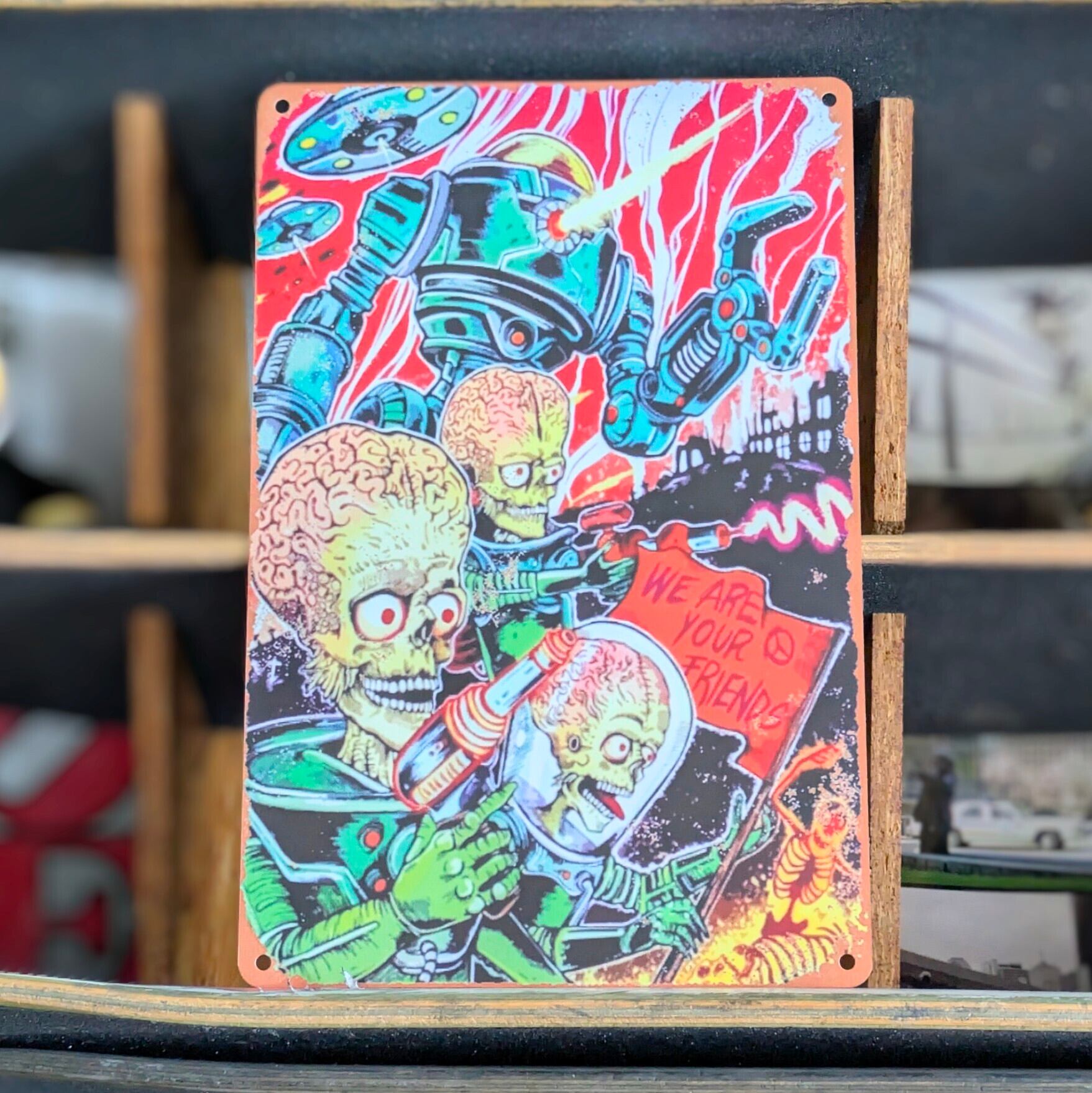 ♧送料無料！ちょうどいいブリキ看板【 Mars Attacks!（ マーズ