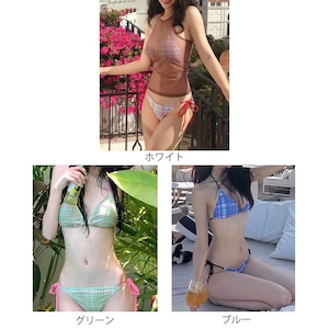 水着 ビキニ 上下セット 2点セット レディース 夏 韓国 チェック柄 大人 かわいい おしゃれ きれいめ ハイレグ セクシー ビーチ プール レジャー 海水浴 アウトドア リゾート 大人可愛い 大人女子