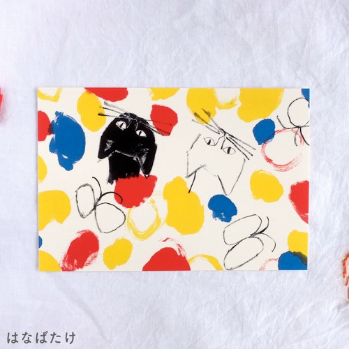 【きくちちき】ポストカード「しろねこくろねこ・あか」