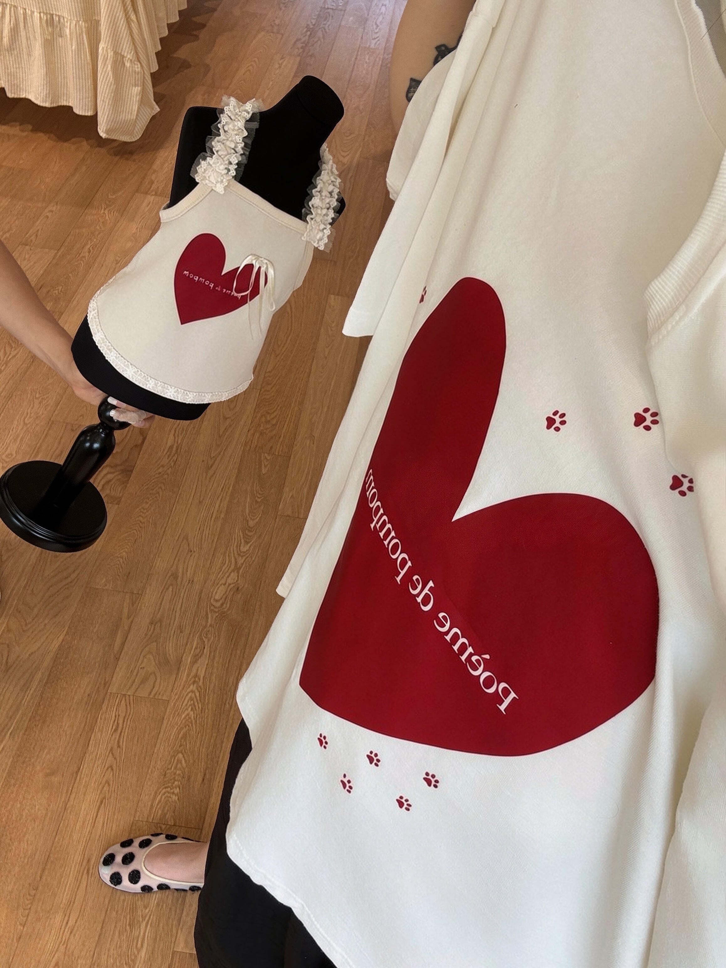 予約【POEME】Organic Red Heart Oversized T-Shirt