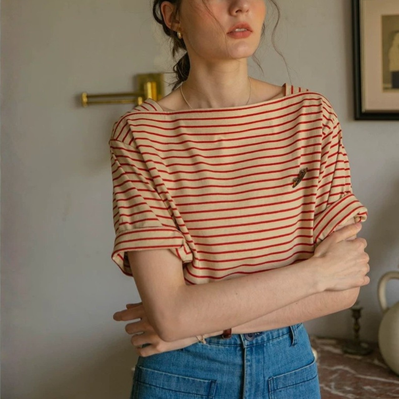 Marinière Rouge Border Tee F0741