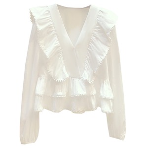 即納商品　V-neck frill blouse　XL＜t248＞