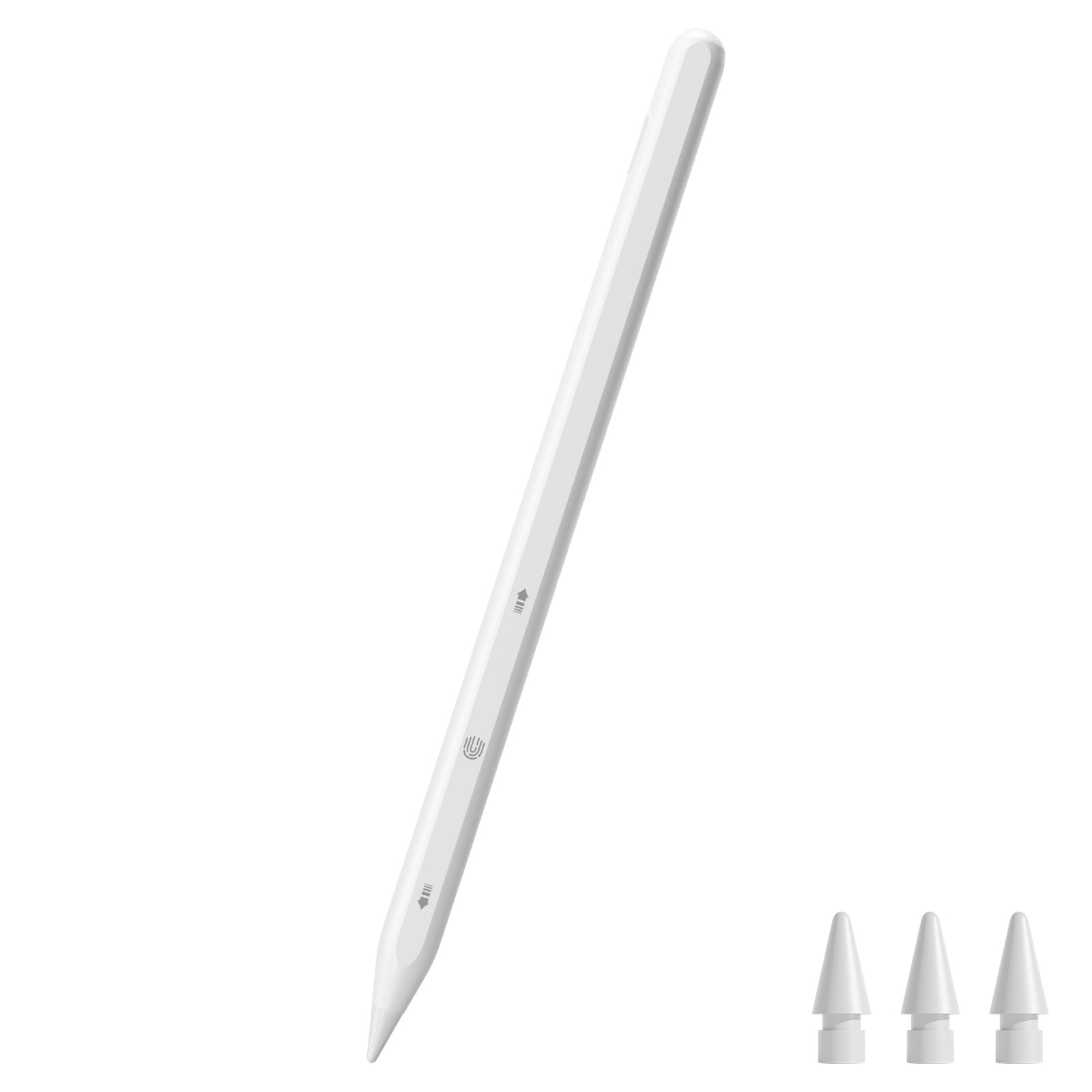 【タッチエリア搭載】HJCE iPad ペンシル アップルペンシル 純正級の書き心地 ダブルタップ取り消し ワンタップページ送り 画面スクロール機能 純正同仕様ペン先 物理ボタン電源 スタイラスペン 2018年以降iPad/Pro/Air/mini 対応(ホワイト)