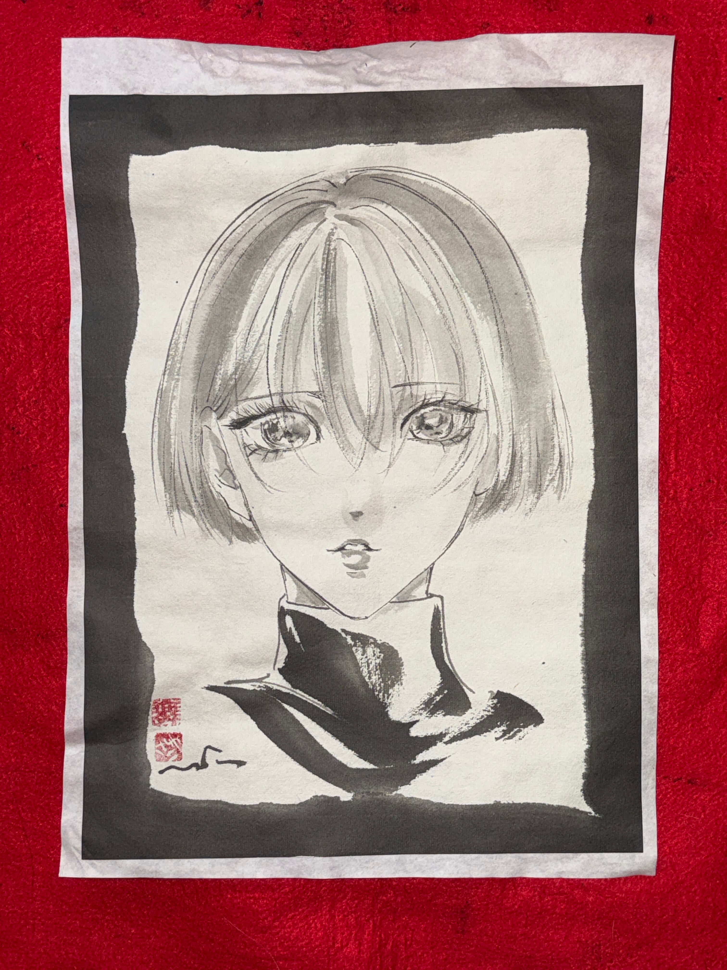 肉筆画 墨絵 水墨画 原画 現品限り 北斗の拳 馬 黒王号 | まさい屋