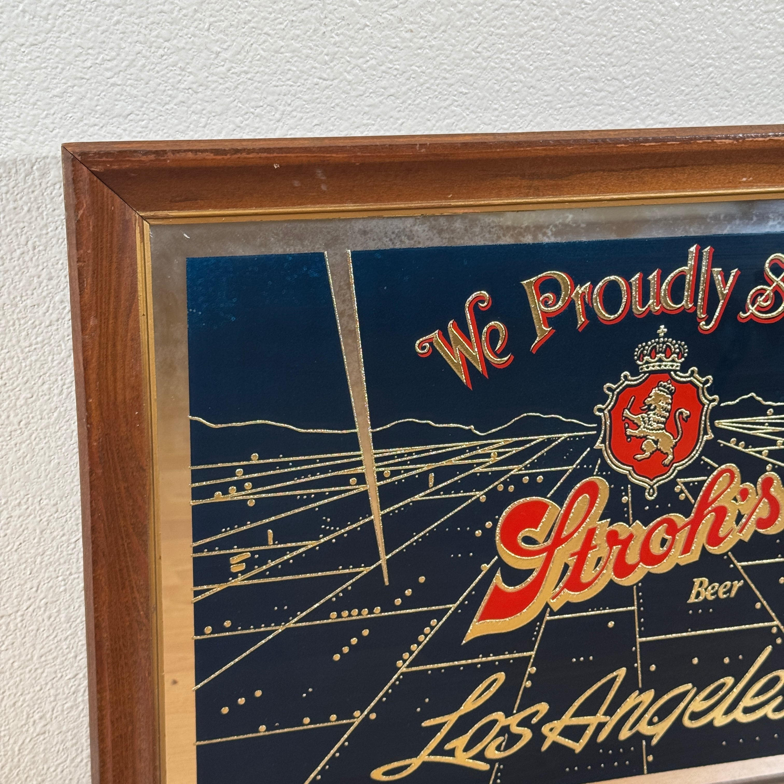 Stroh's ビールアンティーク パブミラーカリフォルニアの地図の柄